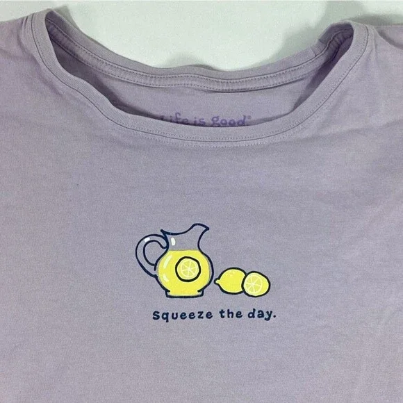 Life Is Good Tee Shirt Womens Size XXL Lemonade Squeeze The Day Purple Vintage T - Picture 3 of 6